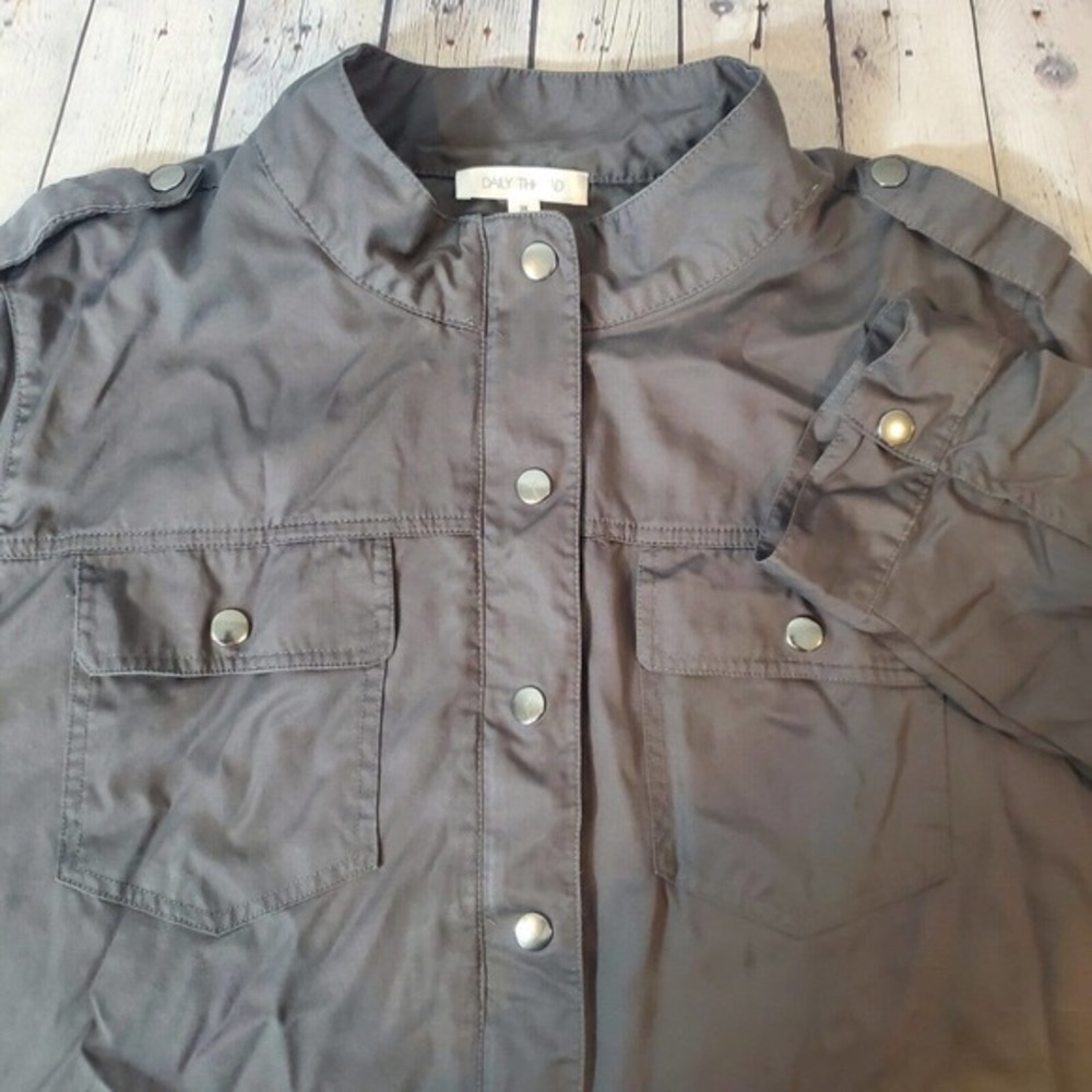 Daily Thread Plus Size 3XL Gray Viscose Shirt Jacket Long Sleeve Lightweight Zip